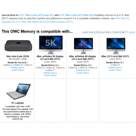 OWC 16GB Memory - 16GB 2400MHZ DDR4 SO-DIMM PC4-19200